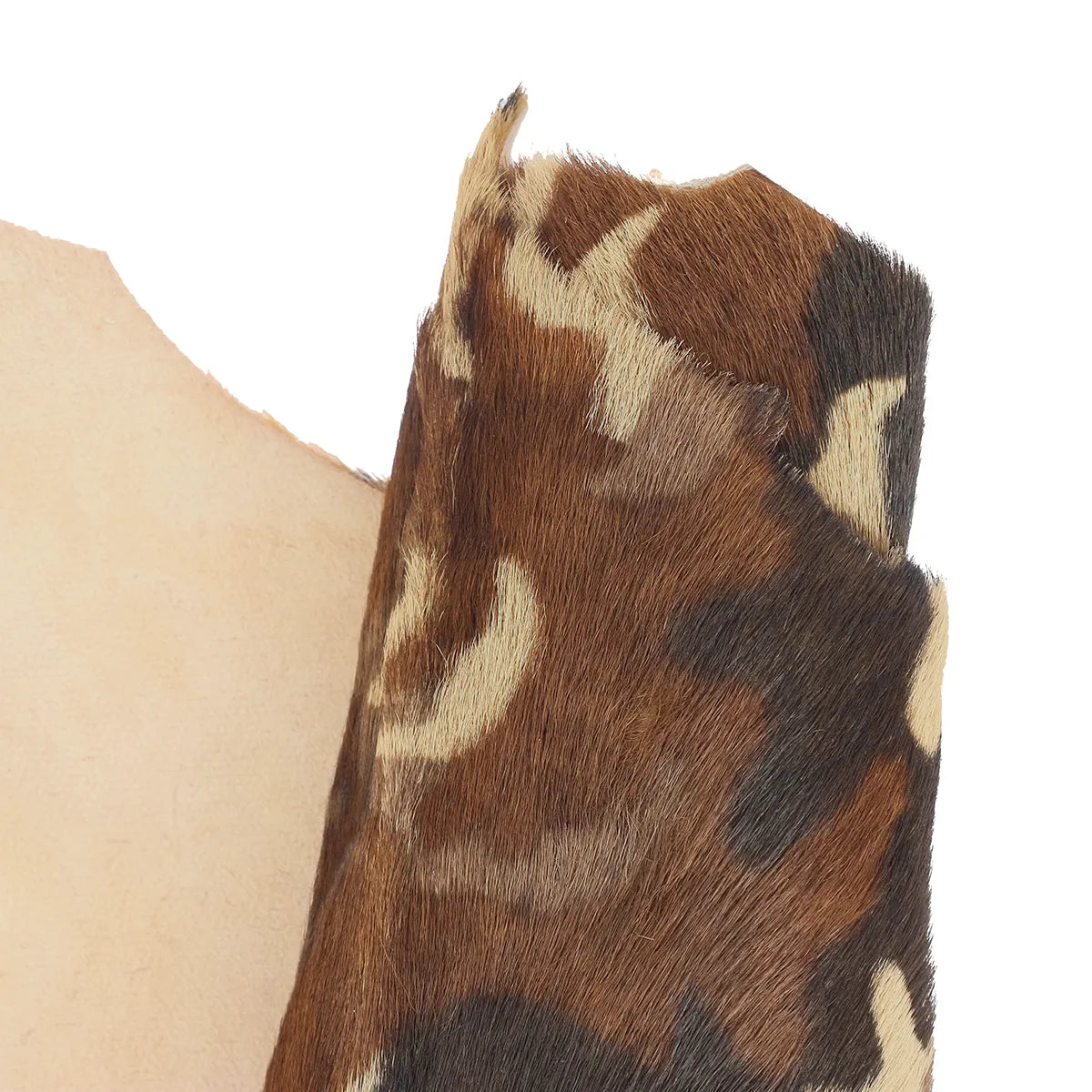Peau de cuir à poils pony hair imprimé camouflage beige