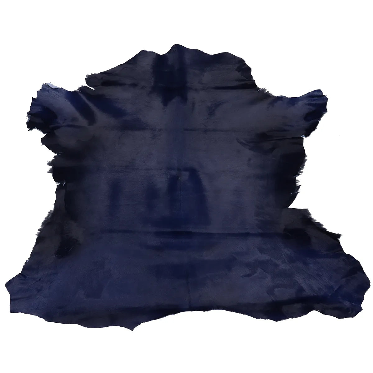 Peau entière de cuir de veau à poils, haircalf couleur bleu foncé. Cuir à poils pour fabrication d'articles de mode