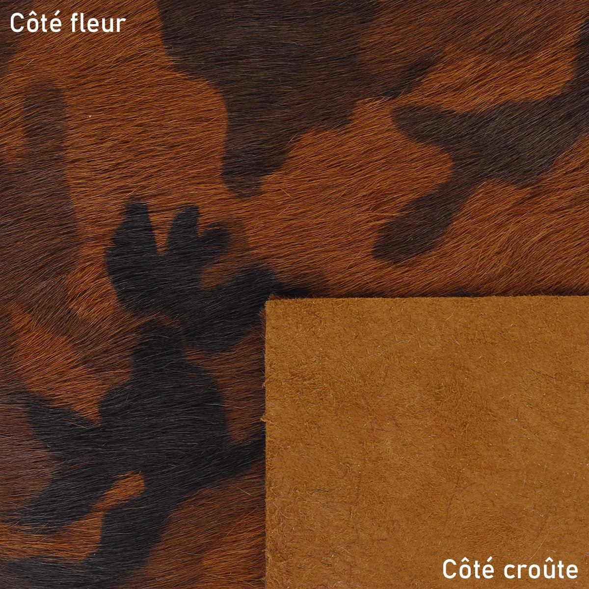 Cuir à poils couleur marron orangé idéal pour la conception de chaussure, accessoire, rabat de sac...