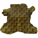Peau entière de cuir haircalf couleur vert kaki à motif camouflage. Cuir à poils courts idéal pour la fabrication de chaussure, accessoire, rabat de poche...
