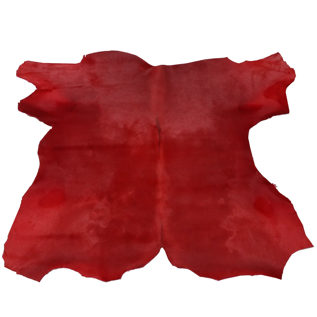 Peau entière en cuir de veau à poils haircalf couleur rouge vif. Cuir à poils idéal pour la fabrication d'accessoire, coussins, rabat de poche, chaussure...