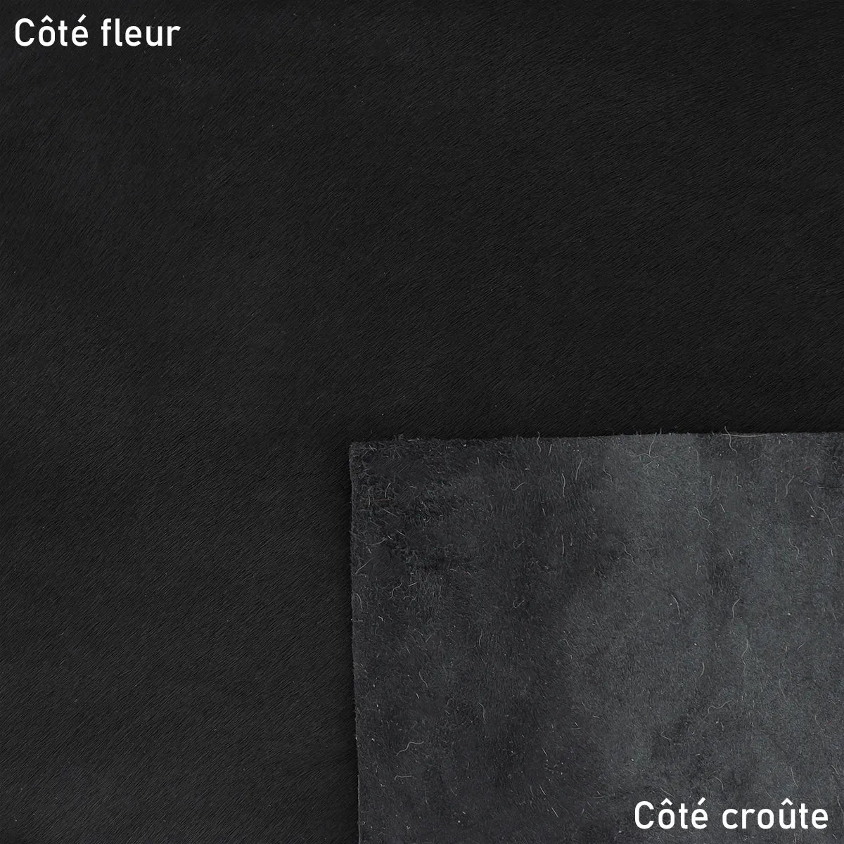 Cuir à poils noir idéal pour la conception de décoration, petit sac, chaussure...