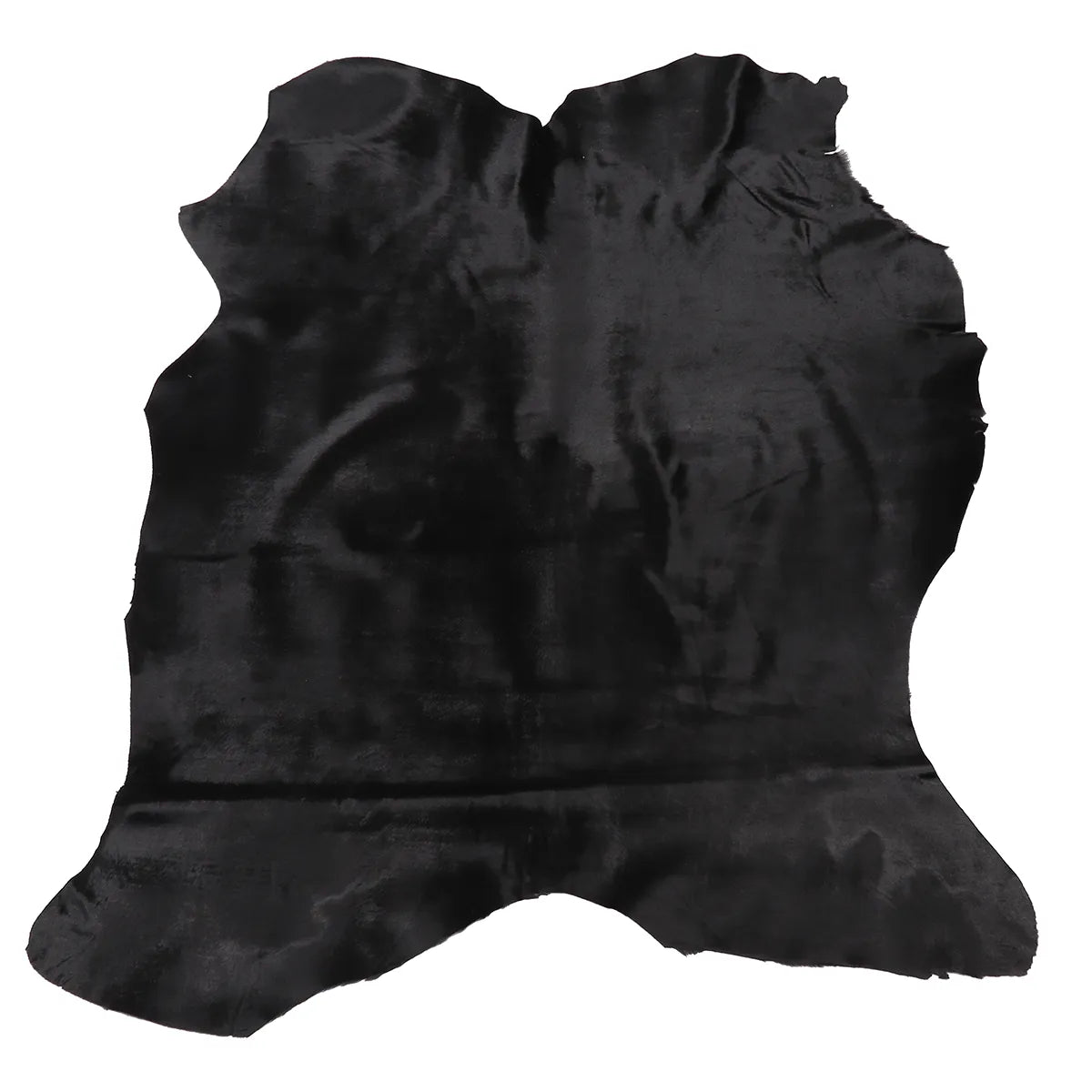 Peau entière de cuir de veau à poils noir. Cuir cavallino noir
