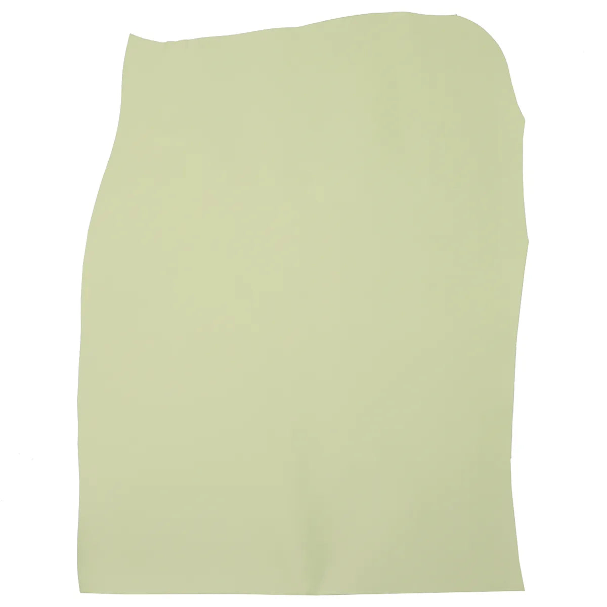 Peau entière en cuir de vachette lisse couleur vert sauge clair. Cuir lisse idéal pour la fabrication de maroquinerie, doublure...