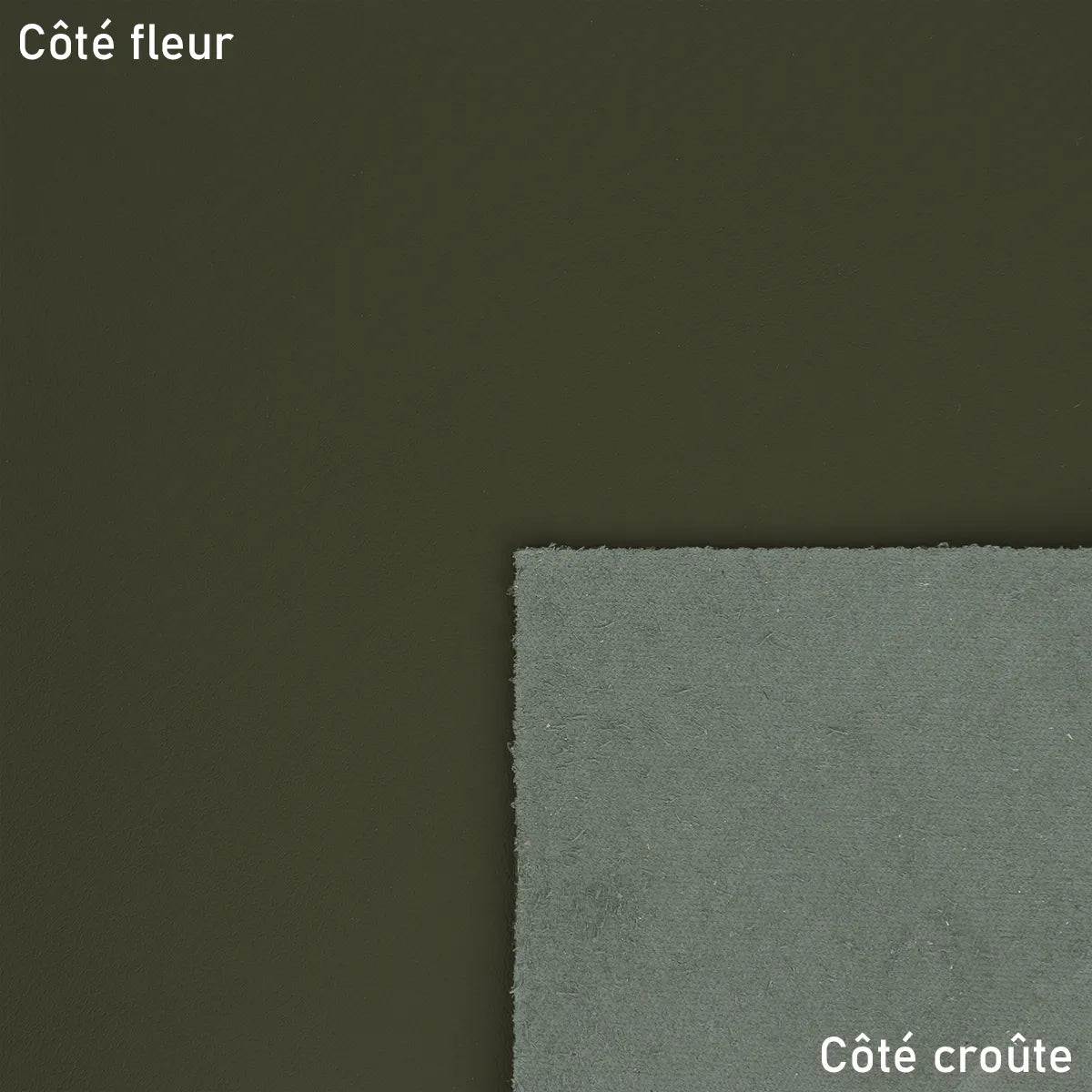 Cuir de vachette lisse vert foncé. Cuir lisse parfait pour la fabrication de sac, pochette, étui, accessoire, décoration…