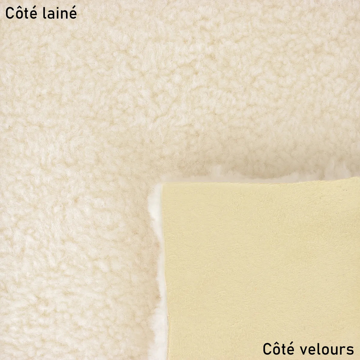 Cuir de mouton lainé beige avec son dos en velours brut