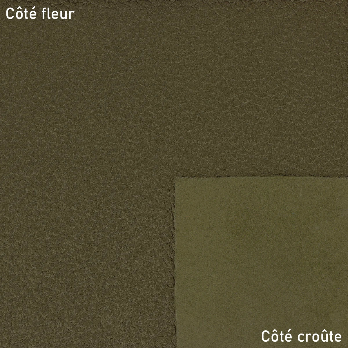 Cuir grainé vert kaki métallisé