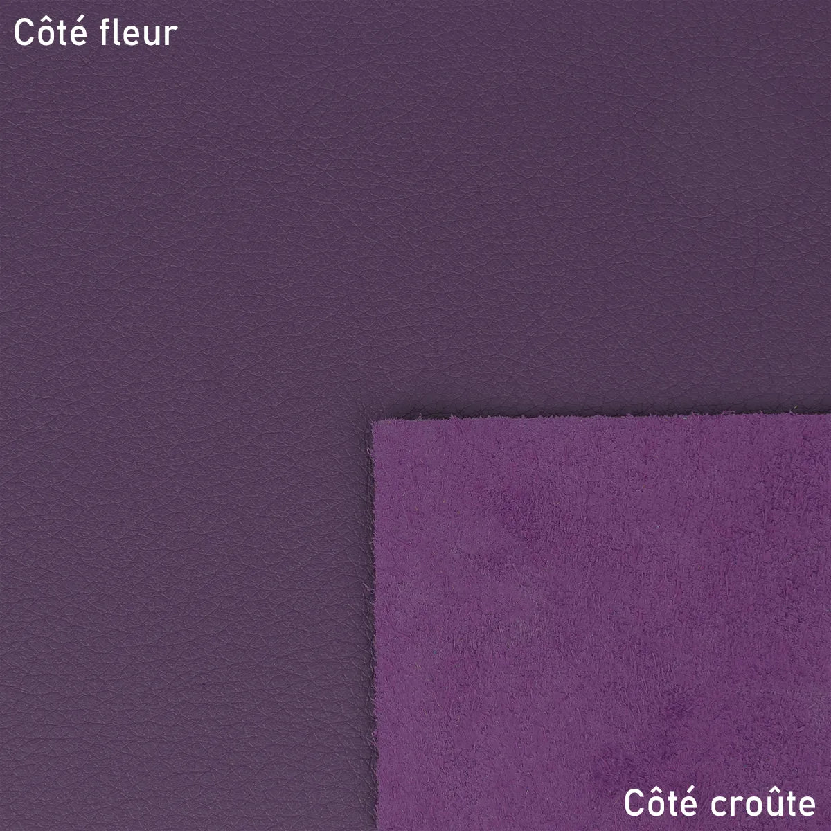 Cuir grainé violet avec dos en croûte