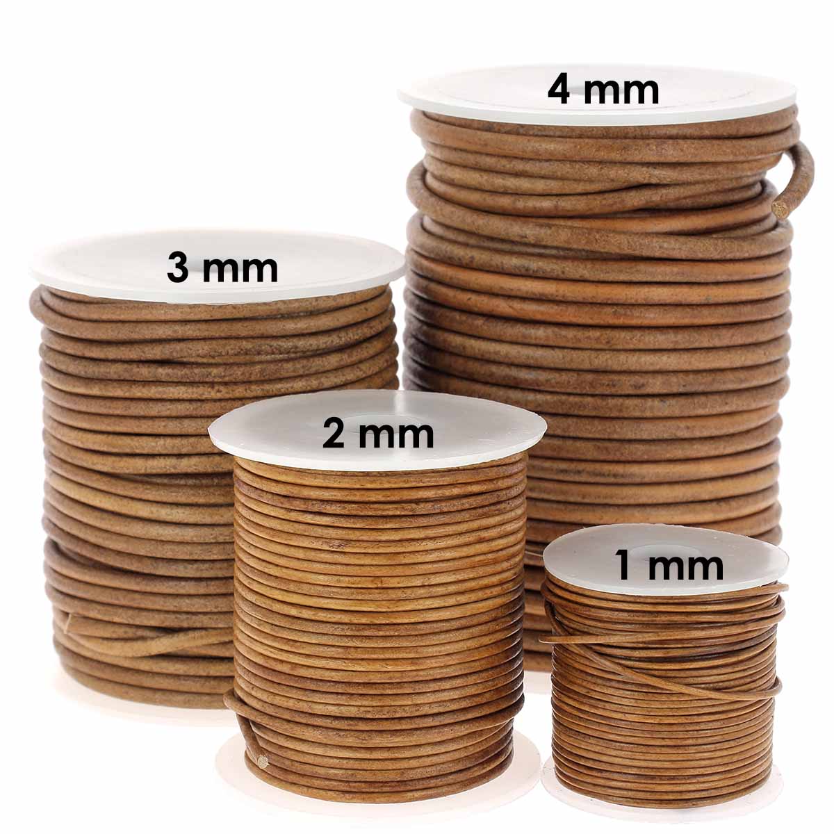Lacet en cuir teinté rond TAN de Deco Cuir, naturel et robuste, pour chaussures en cuir authentique.