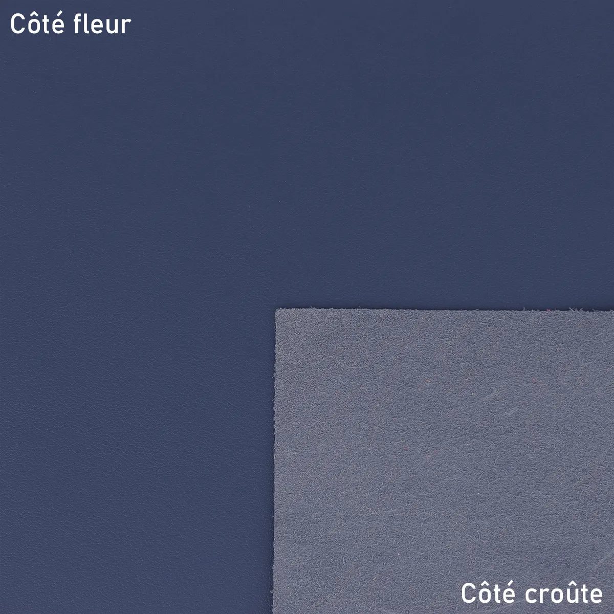 Cuir lisse bleu de la gamme Nappa, idéal pour la fabrication de maroquinerie, portefeuille, porte-monnaie, étui de téléphone...