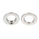 Lot d'oeillets plats double à sertir 15mm en nickelé, accessoires pour couture ou bricolage, image montrant les œillets métalliques.