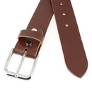 Lanières en cuir NOISETTE pour ceinture DIY, épaisseur 3,1 mm, avec vis Chicago nickelées, fabriquées par Deco Cuir.