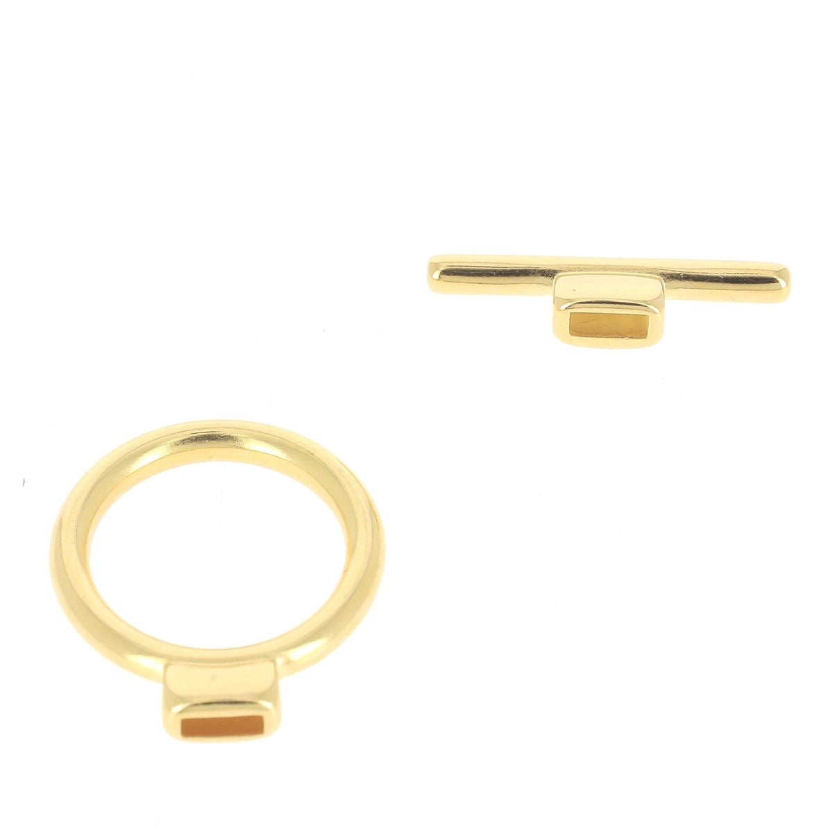 Fermoir bijou FERMETURE T en laçet plat 5mm pour créations bijoux, image montrant le fermoir en métal pour bracelet ou collier.