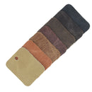 Échantillons de cuir de vachette Deco Cuir, nuancier ameublement CLUB, 7 couleurs, texture et finitions visibles.