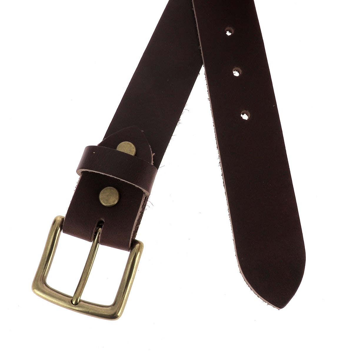 Lanières en cuir sans couture marron pour ceinture DIY, épaisseur 3,5 mm avec vis Chicago en laiton vieilli.