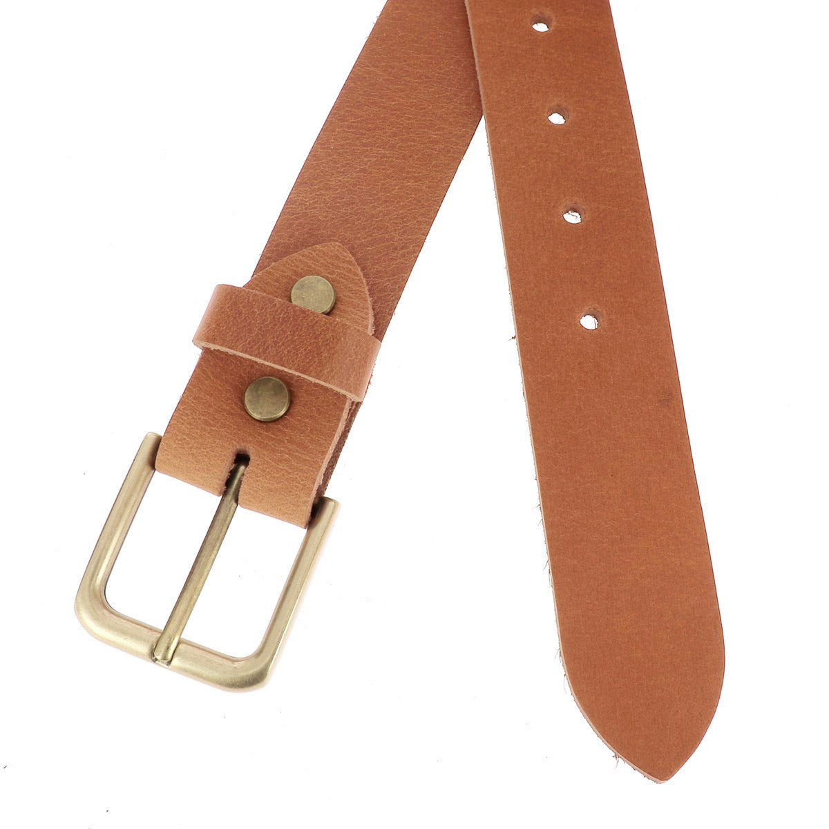 Lanières en cuir sans couture Deco Cuir, ceinture en cuir cognac, épaisseur 3,5mm, avec vis chicago en laiton vieilli, pour DIY