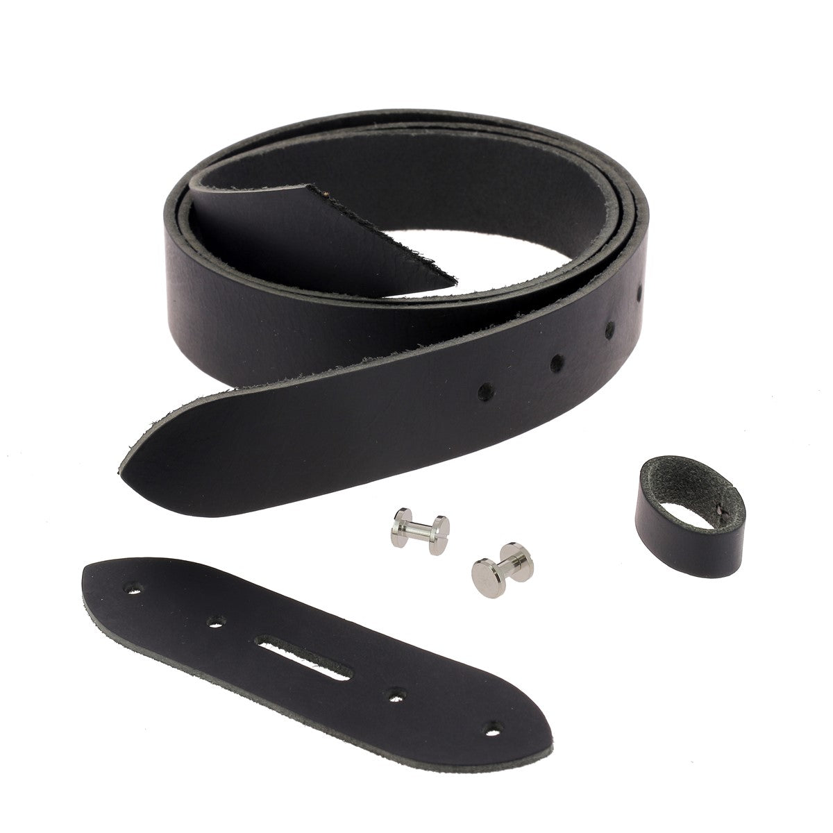 Lanières en cuir noir sans couture de Deco Cuir, épaisseur 3,5 mm, avec vis chicago nickelées pour ceinture DIY.