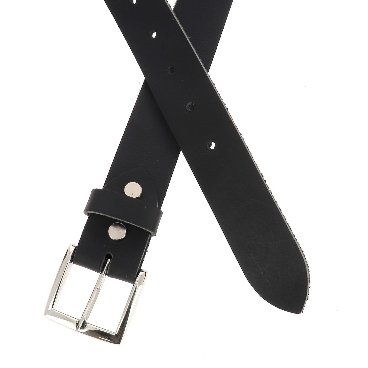 Lanières en cuir sans couture noir de 3,5 mm d'épaisseur avec vis chicago nickelées pour ceinture DIY Deco Cuir.