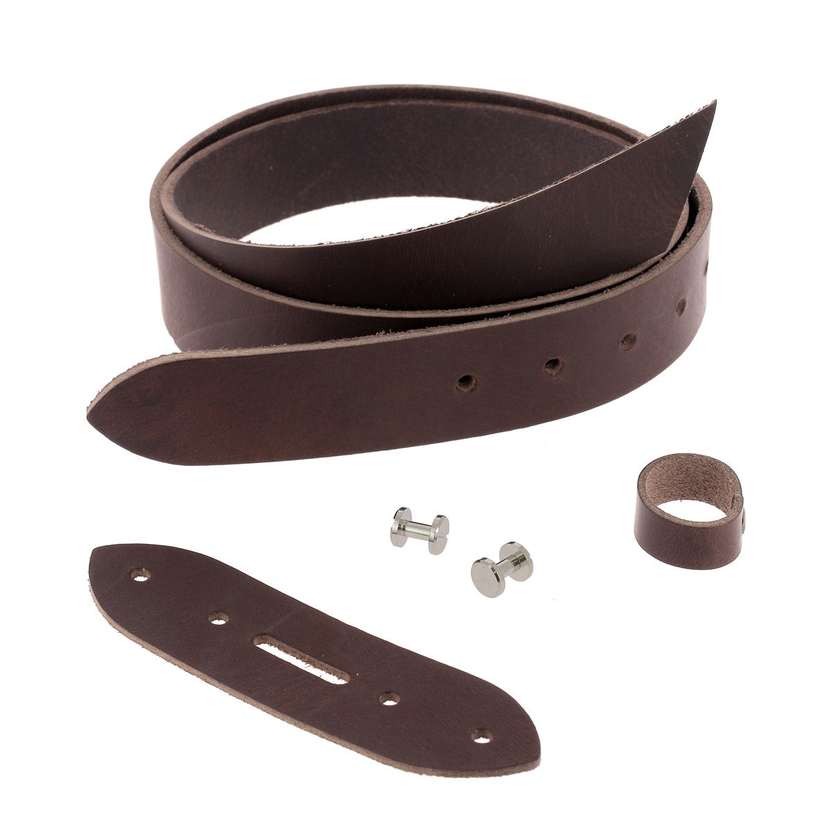 Lanières en cuir Deco Cuir, ceinture sans couture marron, épaisseur 3,5 mm avec vis chicago nickelée, largeur 35 mm.