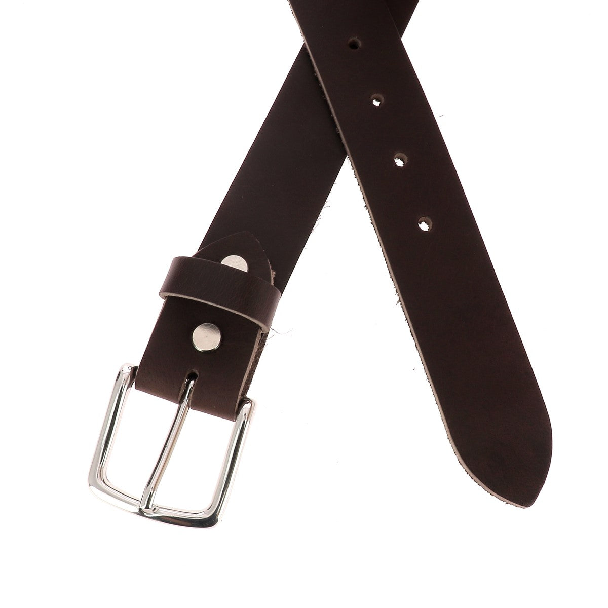 Lanières en cuir Deco Cuir, ceinture sans couture marron, épaisseur 3,5mm, avec vis chicago nickelée, largeur 35mm.