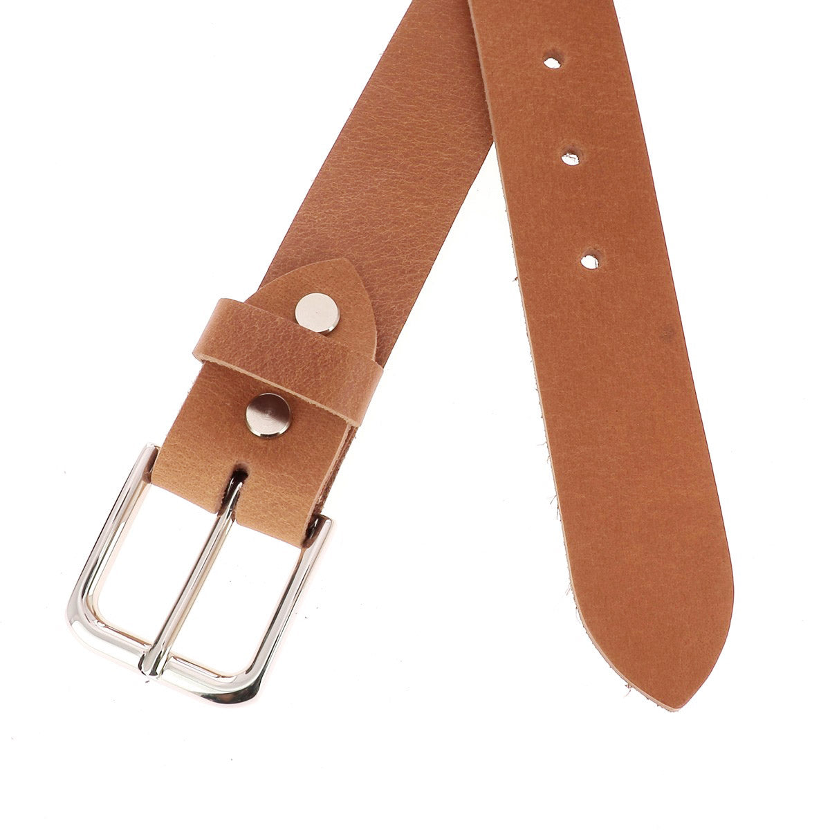 Lanières en cuir sans couture Deco Cuir, ceinture en cuir cognac, 35mm, épaisseur 3,5mm, avec vis chicago nickelé, pour kit DIY