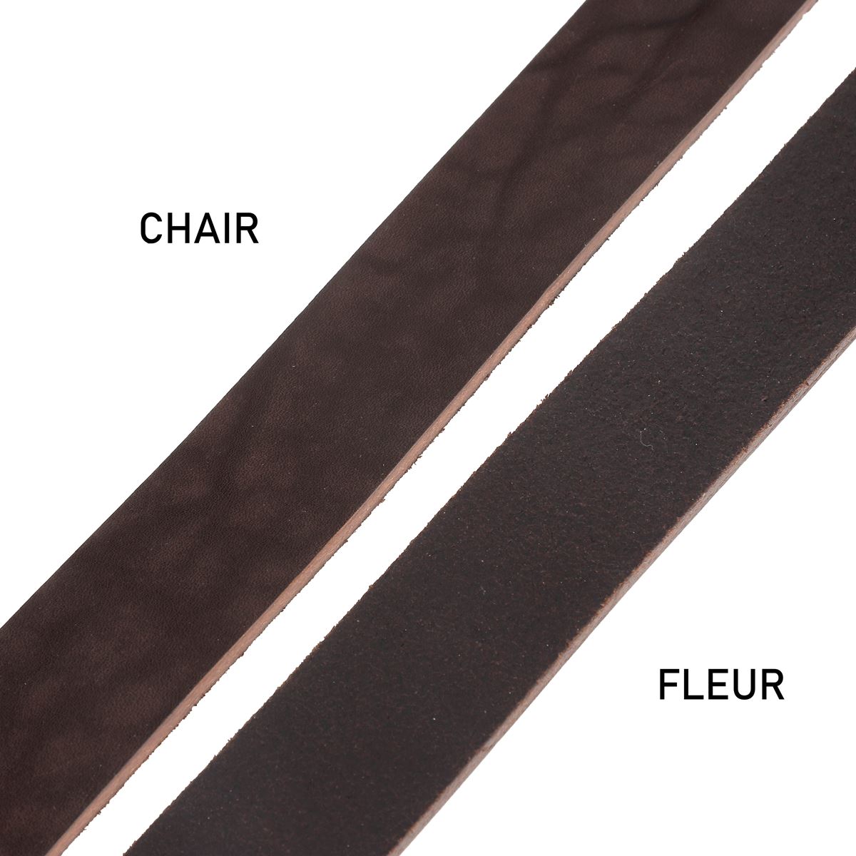 Lanière en cuir de dosset Radermecker Niagara chocolat, épaisseur 3,8mm, finition élégante pour accessoires.