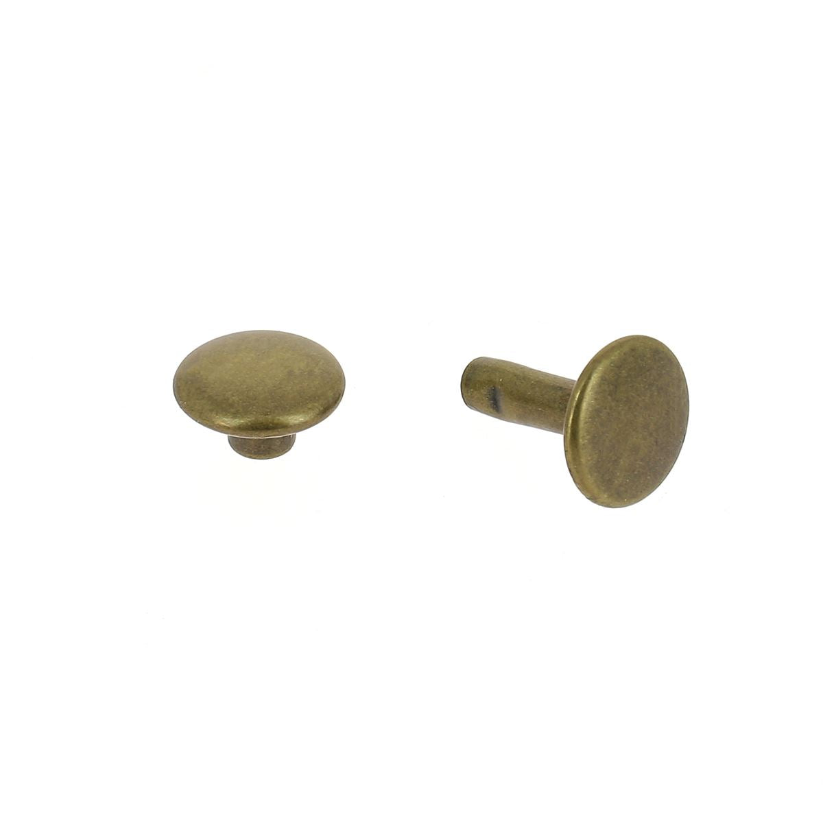 Rivets double calotte en laiton vieilli, lot moyen T4 long, accessoires de maroquinerie de la marque Deco Cuir.