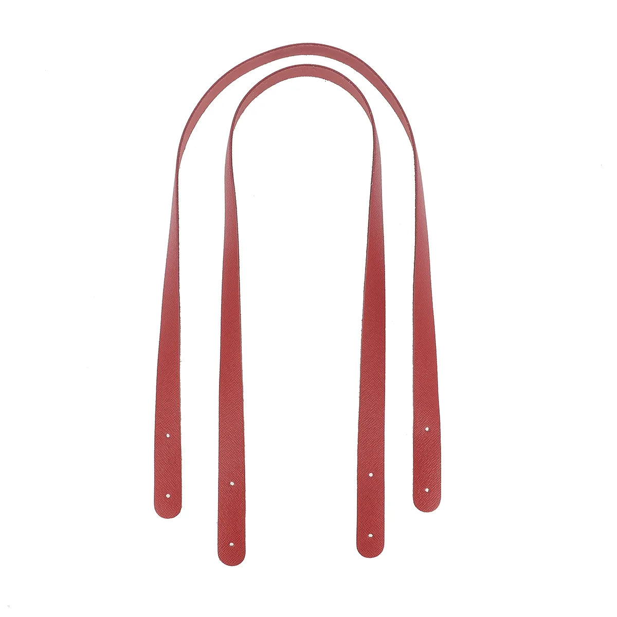 Paire de anses en cuir rouge grainé, 18 mm de large 70 cm de long