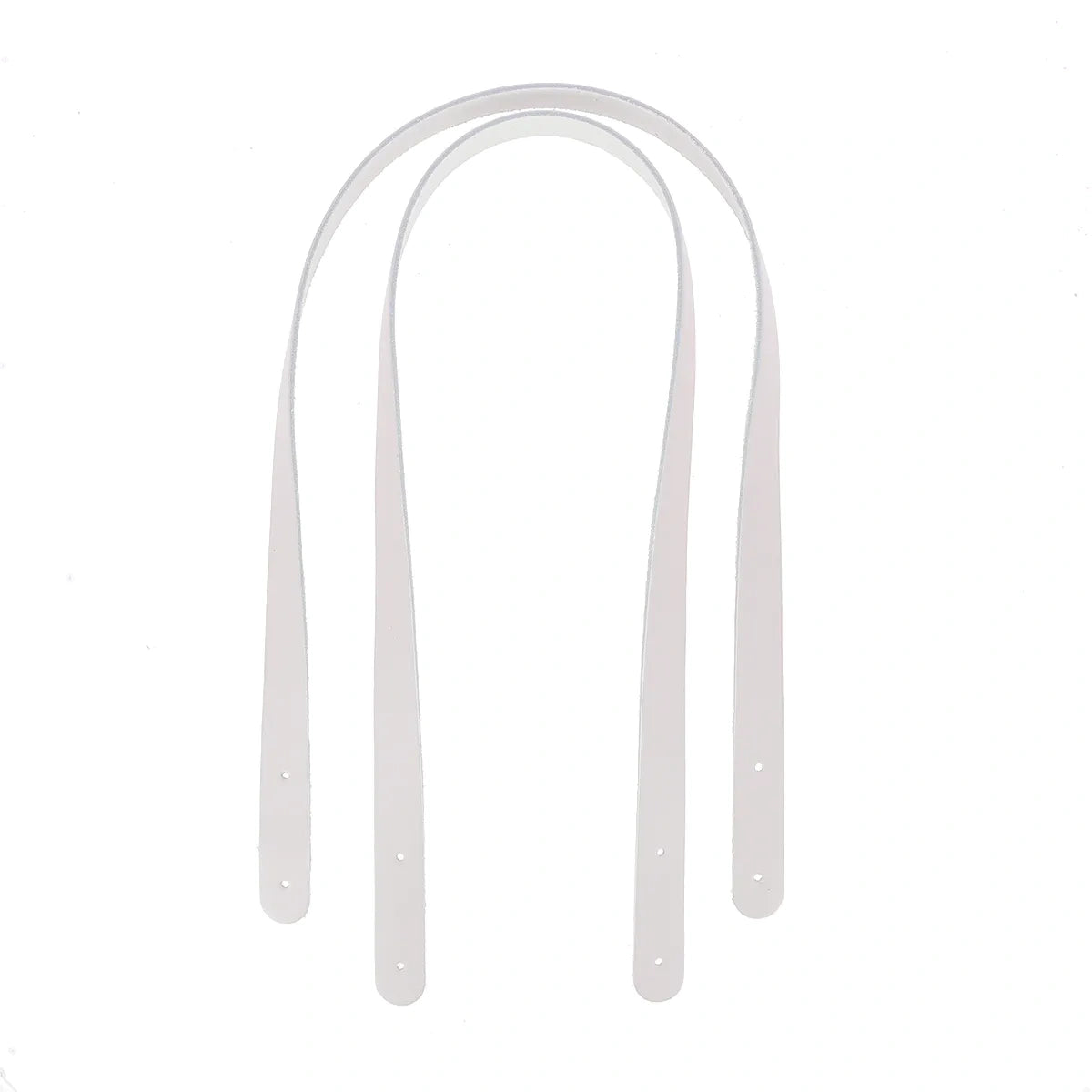 Paire de anses en cuir gris clair lisse, de 18 mm de largeur et 70 cm de longueur.