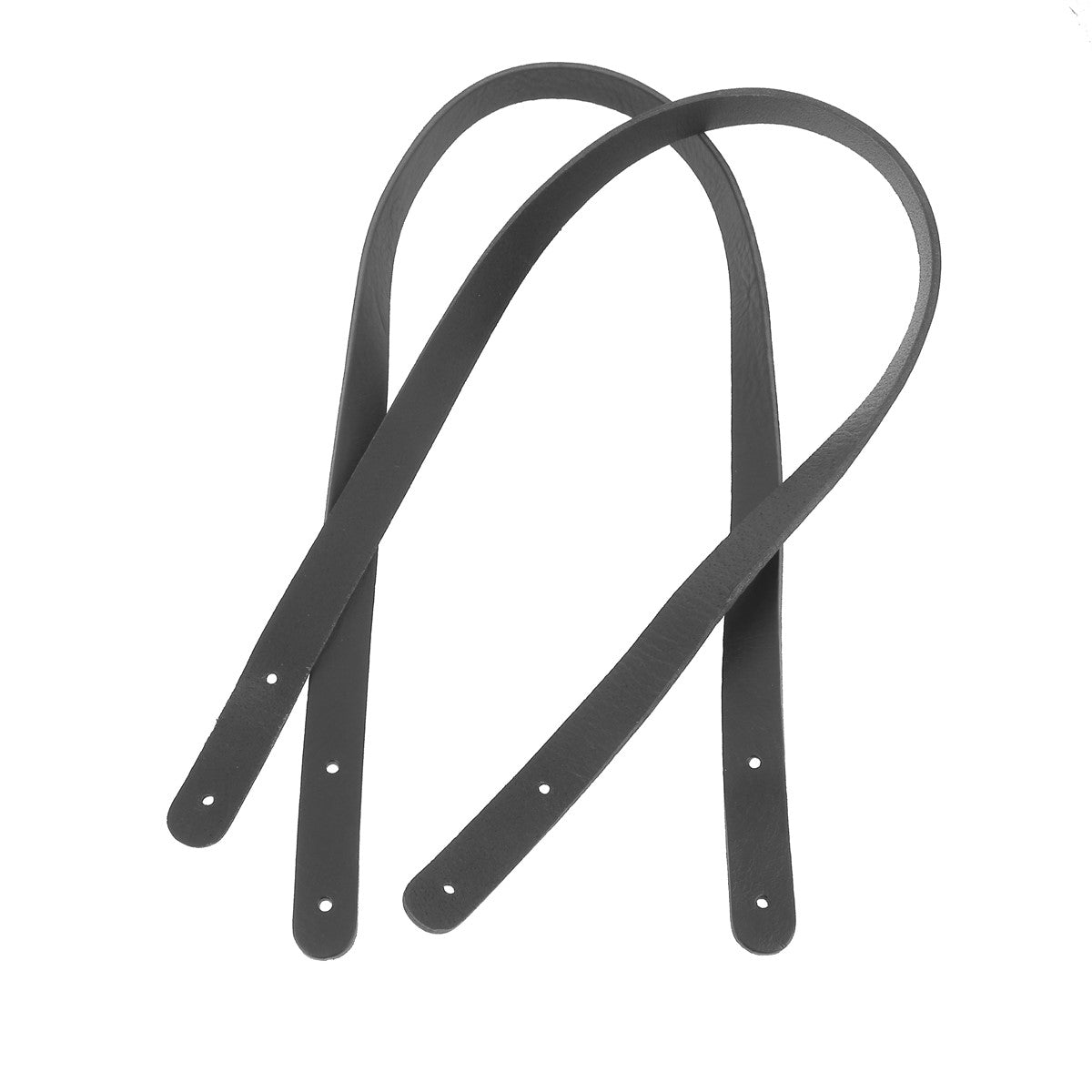 Paire d'anses en cuir tannage végétal pour sac, 18mm, 70cm, finition satinée, en cuir noir pour accessoires de sac.