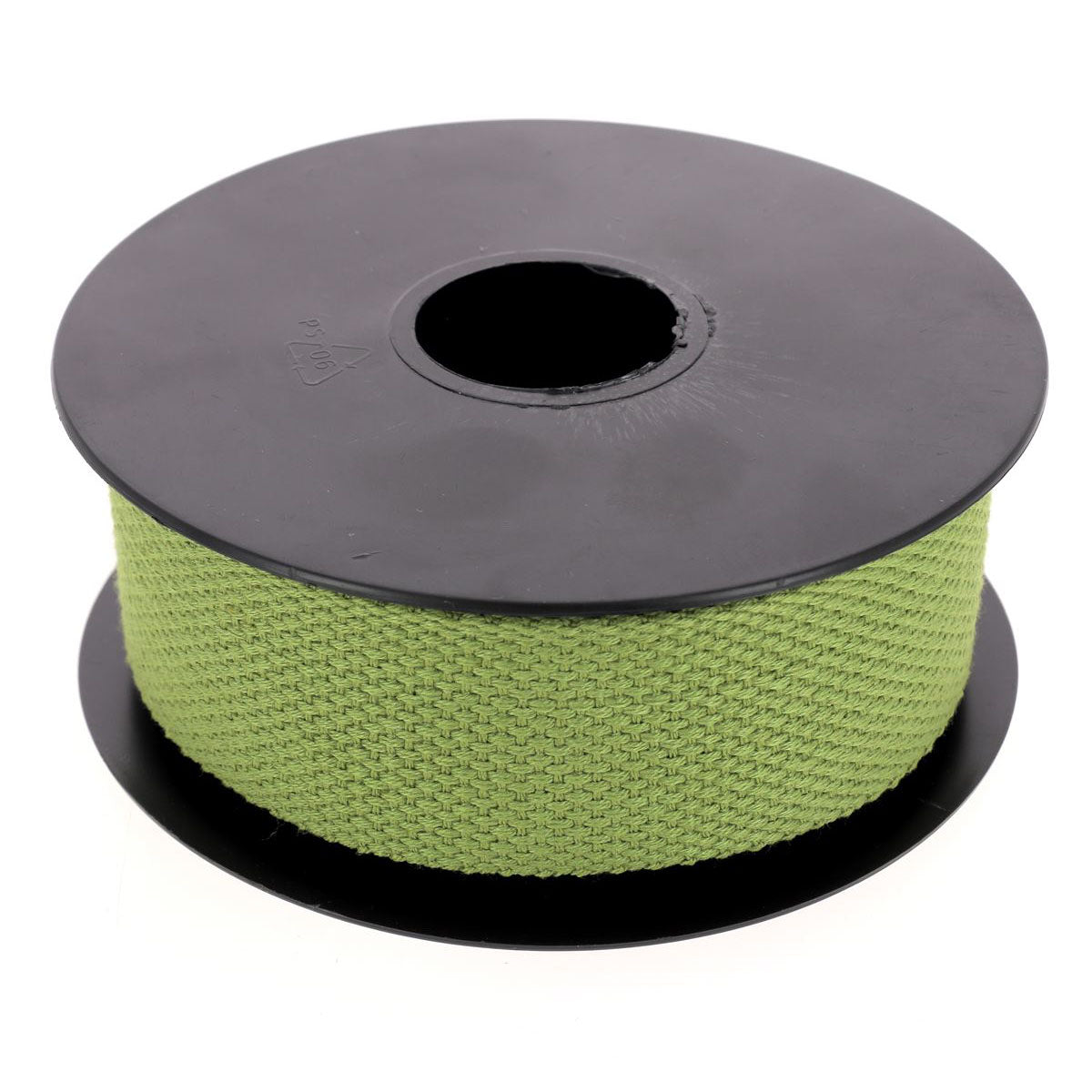 Lanières en coton 30mm de couleur olive, bobine de 5 mètres, pour projets de couture ou bricolage.