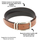 Lanières en cuir pleine fleur marron, ceinture cousue en cuir tannage végétal, doublée en cuir, par Deco Cuir.
