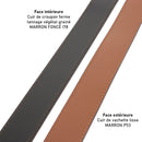 Lanières en cuir pleine fleur doublées cuir tannage végétal, ceinture marron Deco Cuir, largeur 35 mm, finition cousue.