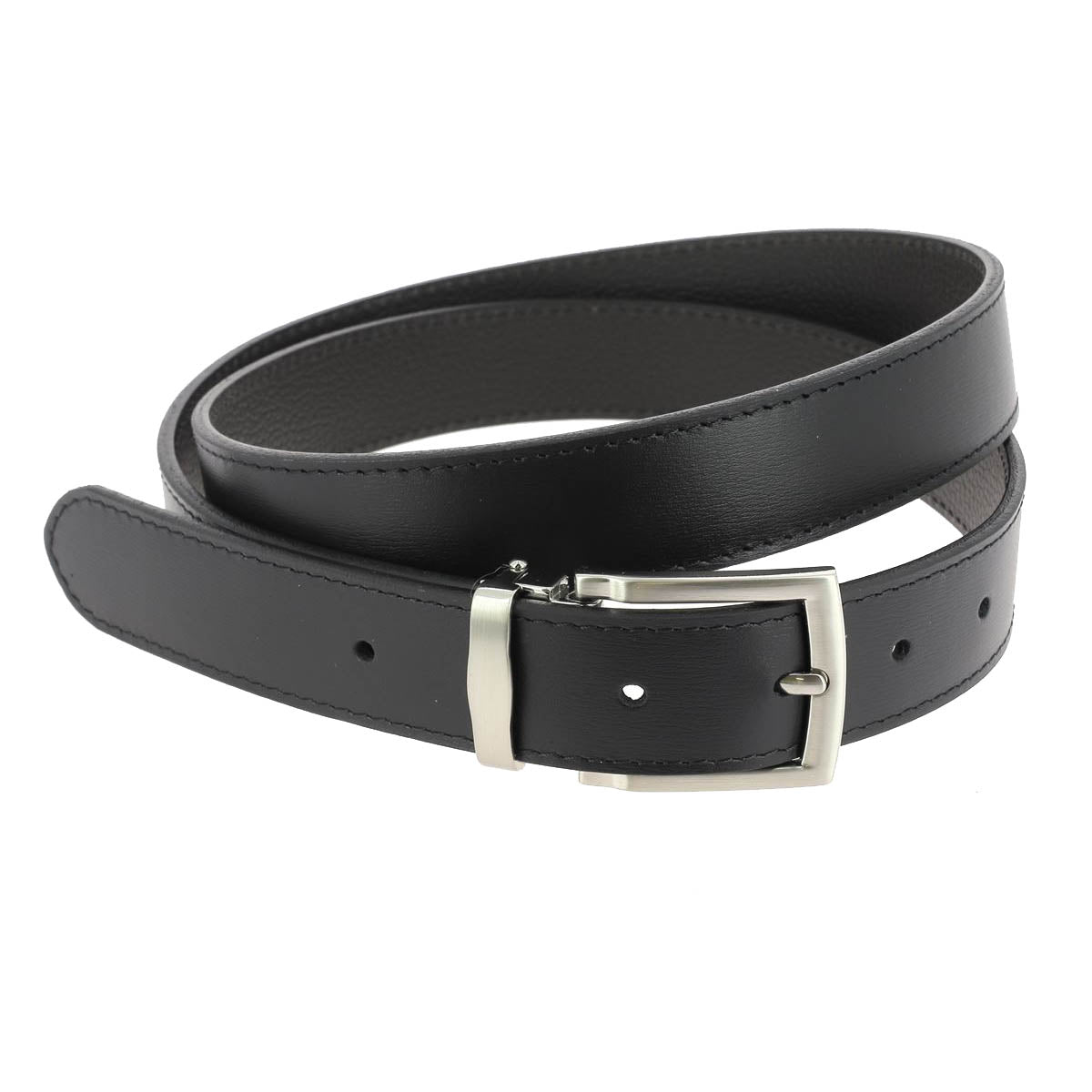 Lanières en cuir noir avec boucle à griffe KOL 30mm, ceinture cousue en cuir pleine fleur, tannage végétal, marque Deco Cuir