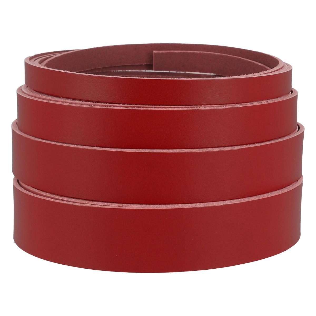 Lanière en cuir de collet tannage végétal rouge foncé, épaisseur 1,9 mm, fabriquée par Deco Cuir, vue en gros plan.