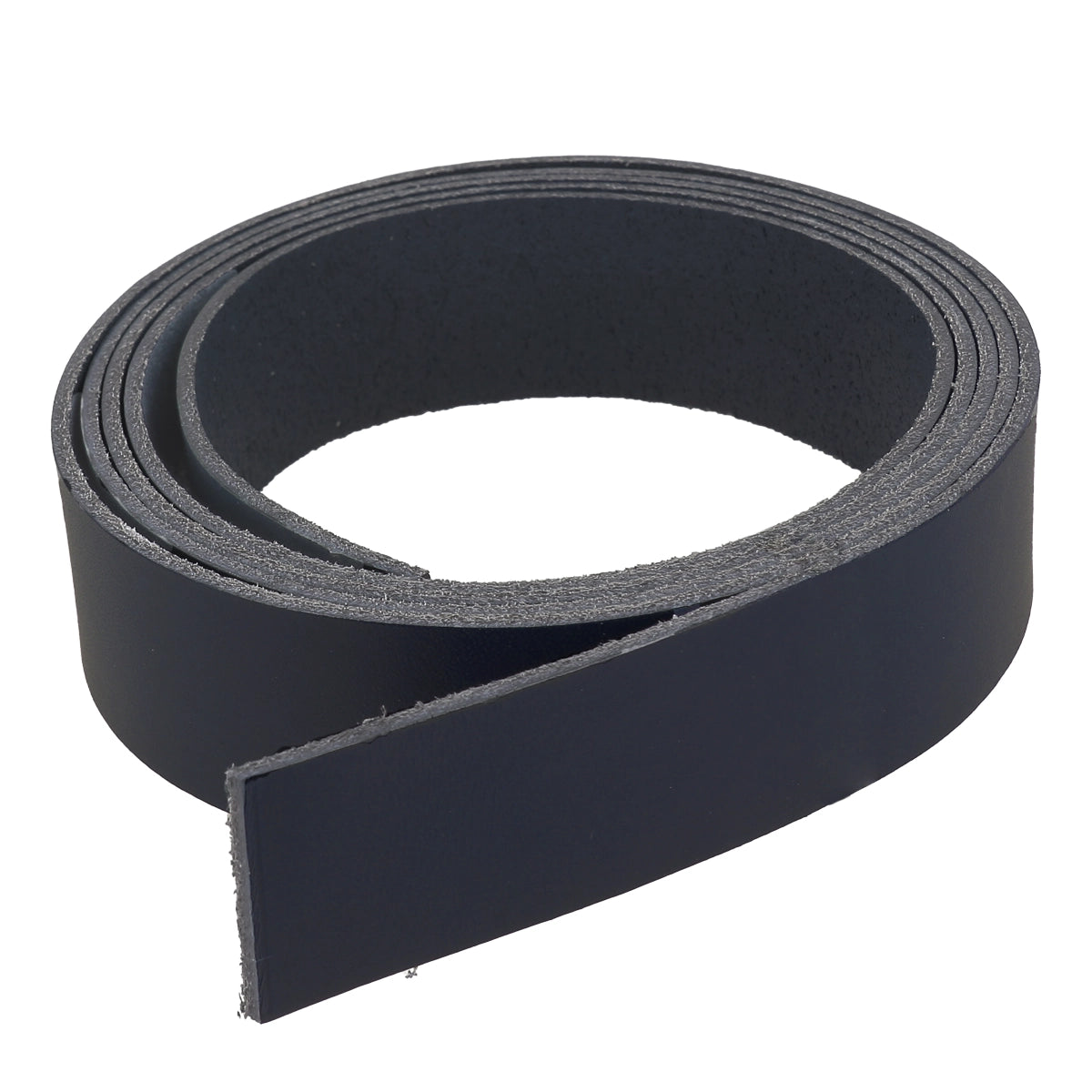 Lanière en cuir de collet végétal bleu marine de 1,9 mm de Deco Cuir, vue dessus, finition élégante et texture lisse.
