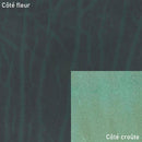 Échantillon de cuir en collet tannage végétal sauvage de couleur verte, fabriqué par Deco Cuir, texture visible.