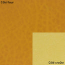 Échantillon de cuir en collet tannage végétal sauvage jaune de la marque Deco Cuir, texture visible sur l'image.