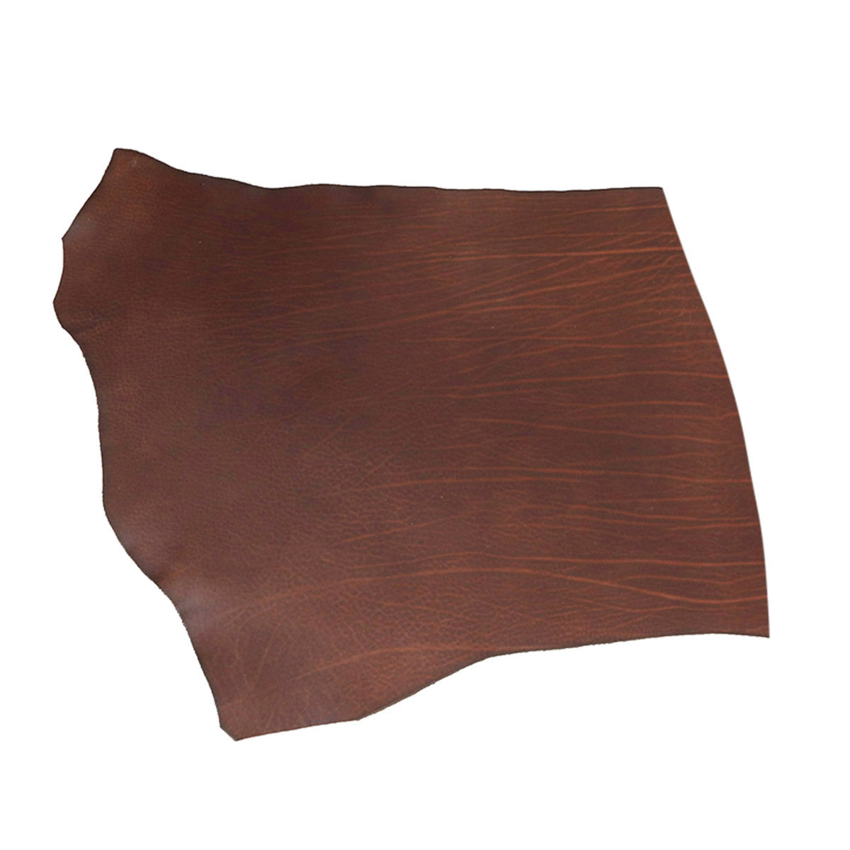 Peau de cuir en collet tannage végétal sauvage châtaigne, texture naturelle et finition artisanale.