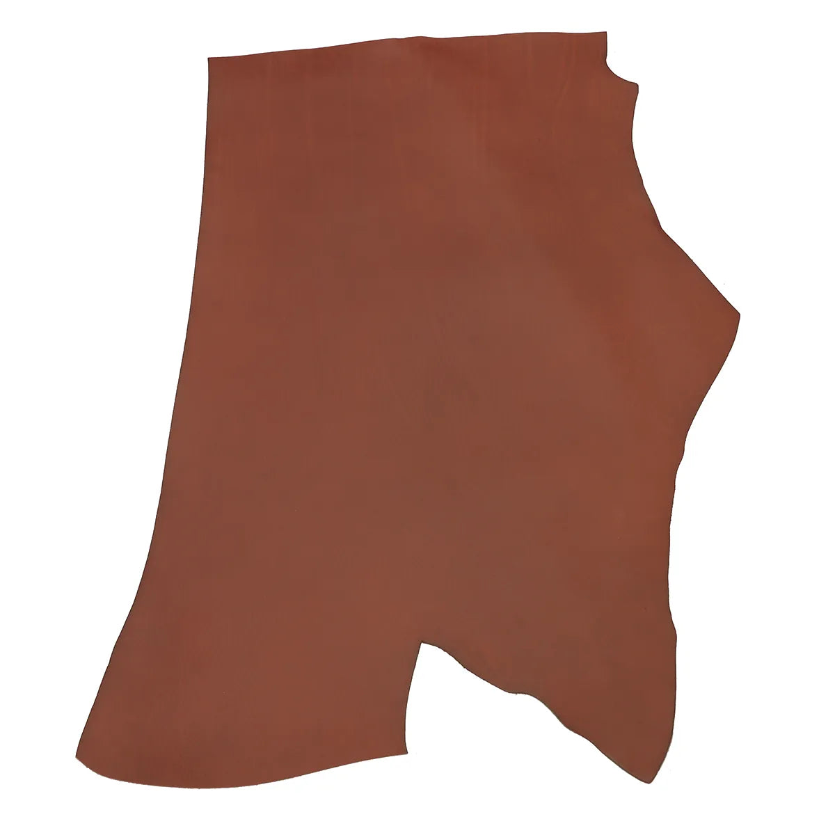 Peau de cuir végétal tanné sauvage matte de couleur cognac, fabriquée par une marque non spécifiée, vue en gros plan.