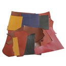 Chutes de cuir de 500g de collet tannage végétal SAUVAGE, marque Deco Cuir, tissu de cuir brun naturel.
