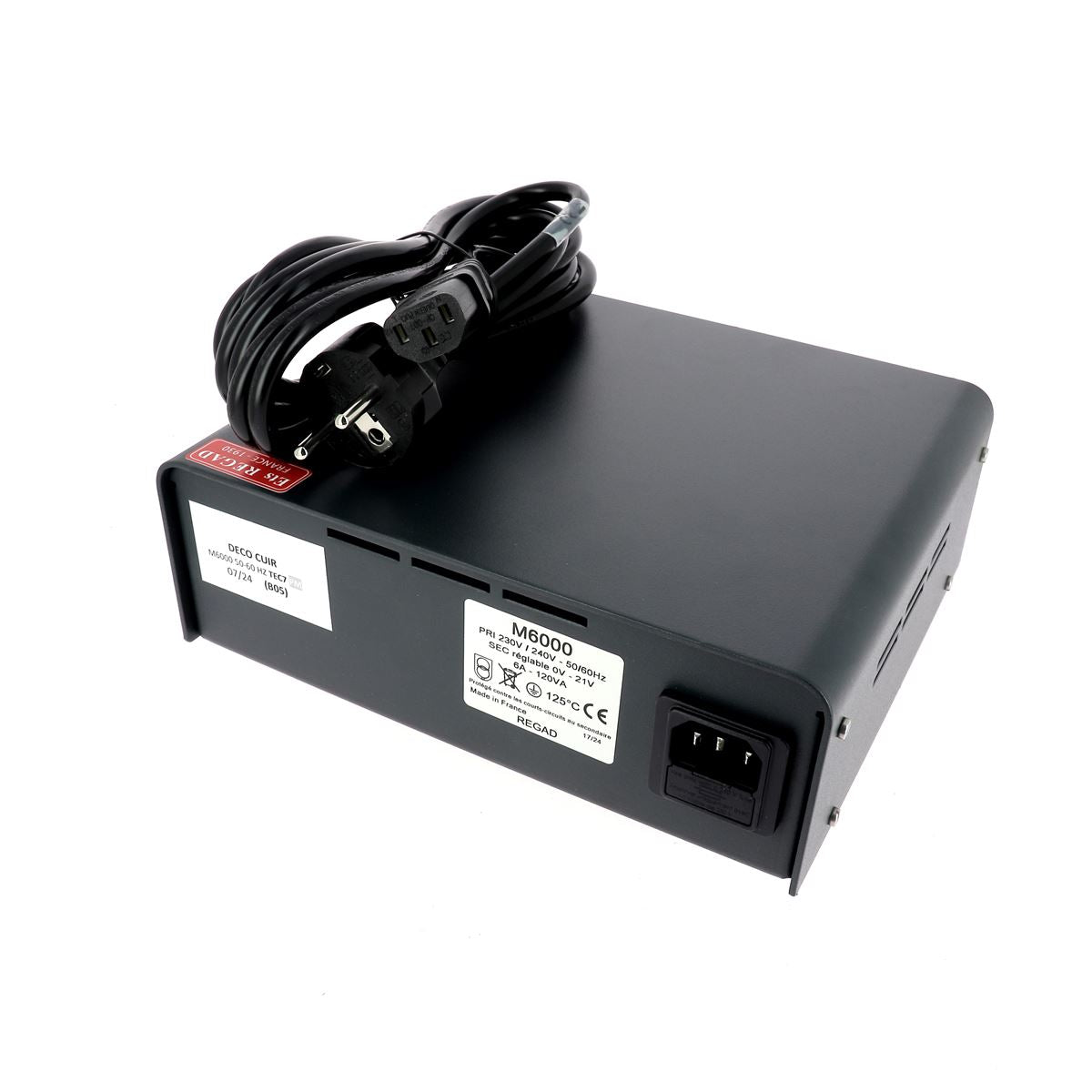 Alimentation 2 voies M6000 pour fer à fileter Regad, outil électrique robuste avec câbles et connecteurs visibles.