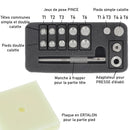 Kit d'outils Deco Cuir pour la pose de rivets en inox, 16 pièces, comprenant outils pour cuir et métal.