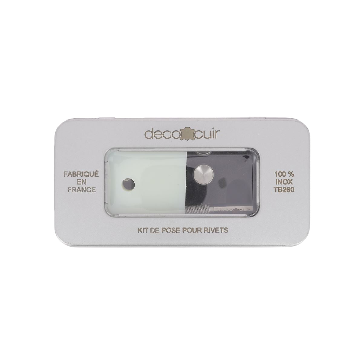 Kit d'outils de pose pour rivets en inox Deco Cuir, 16 pièces, pour fixer facilement les rivets sur cuir et autres matériaux.