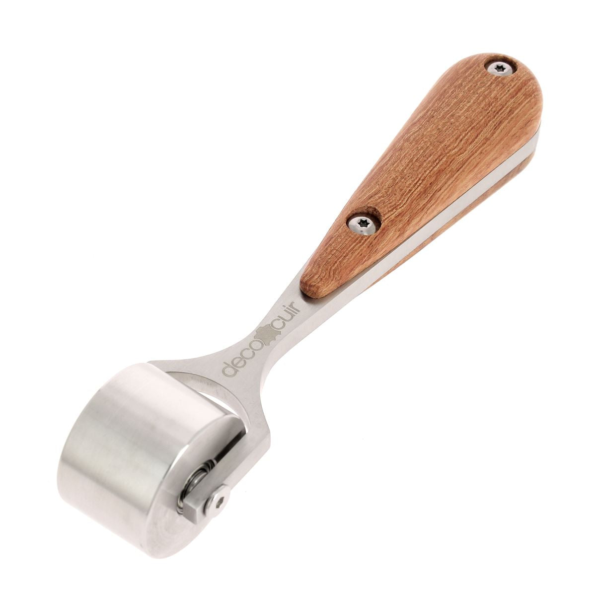 Rouleau inox Deco Cuir pour presser le cuir, roulette lisse pour outils de maroquinerie, outil professionnel en acier inoxydable.