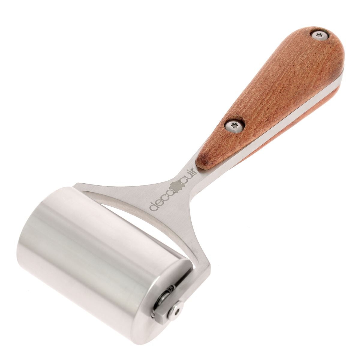 Rouleau inox Deco Cuir pour presser le cuir, outil de couture avec surface lisse pour aplatir et travailler le cuir.