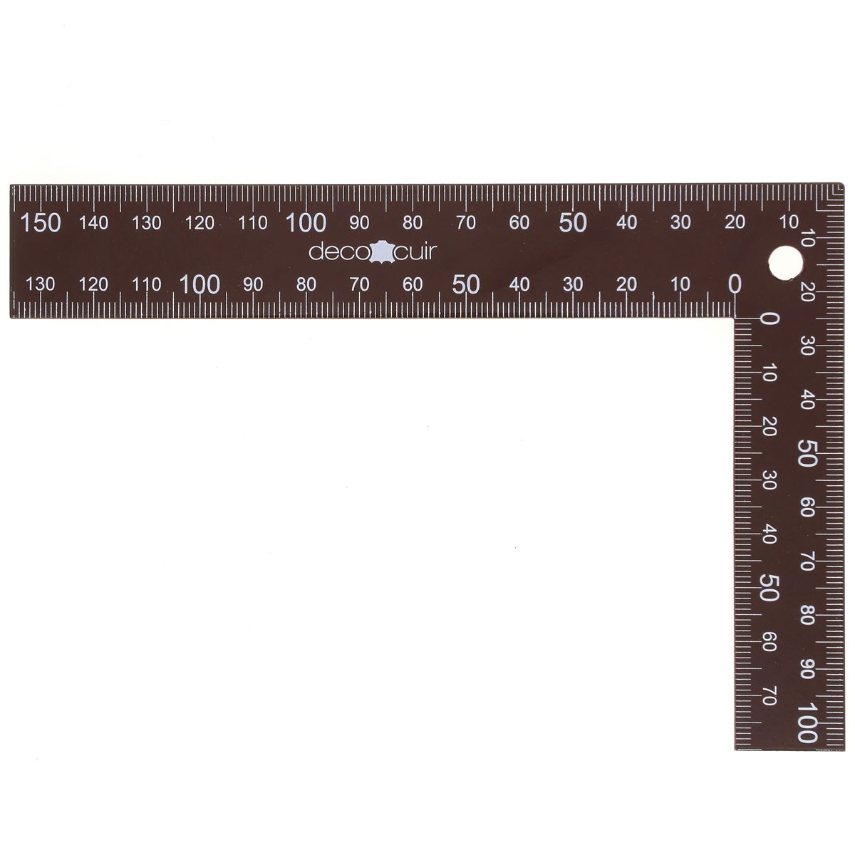 Équerre en métal de Deco Cuir, outil robuste pour travaux de menuiserie ou décoration intérieure.