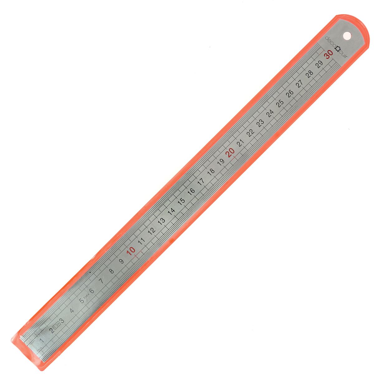 Règle en inox de 30 cm de la marque Deco Cuir, outil de mesure robuste pour travaux de couture et bricolage.