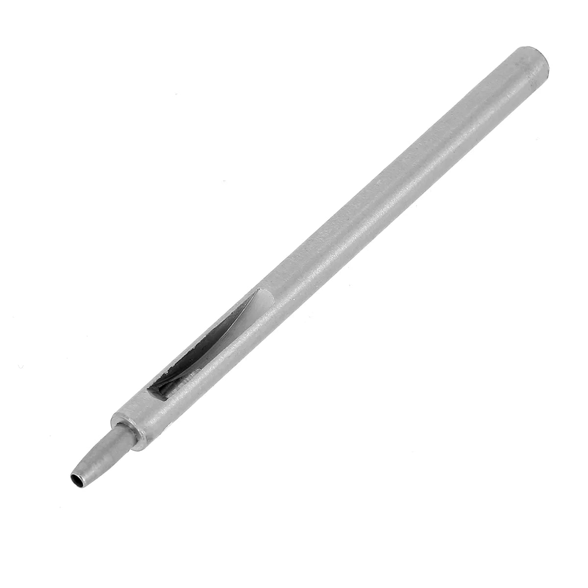 Outil emporte-pièce à frapper rond avec mèche fine, pour la découpe précise de formes dans divers matériaux.