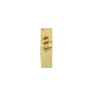 Lettre minuscule en laiton Arial 6mm pour outils de décoration en cuir, image montrant la lettre en métal doré.